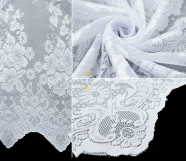 Ткань Тюль жаккард 290 см рис Белые цветы 10/290