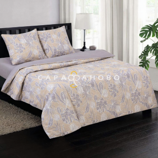 Ткань поплин 220 см рис. 12189-1 Монстера (основа)