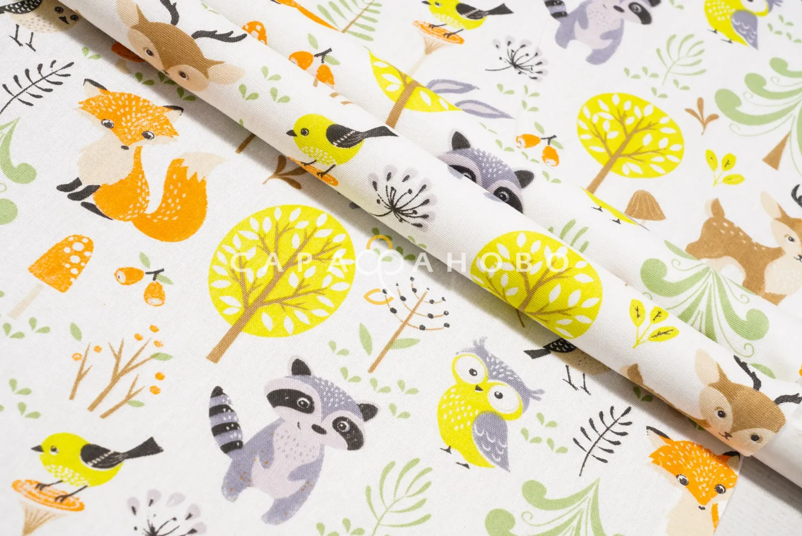 Ткань Бязь 150 см 120 гр детская рис Сказочный лес 72226 вид 1