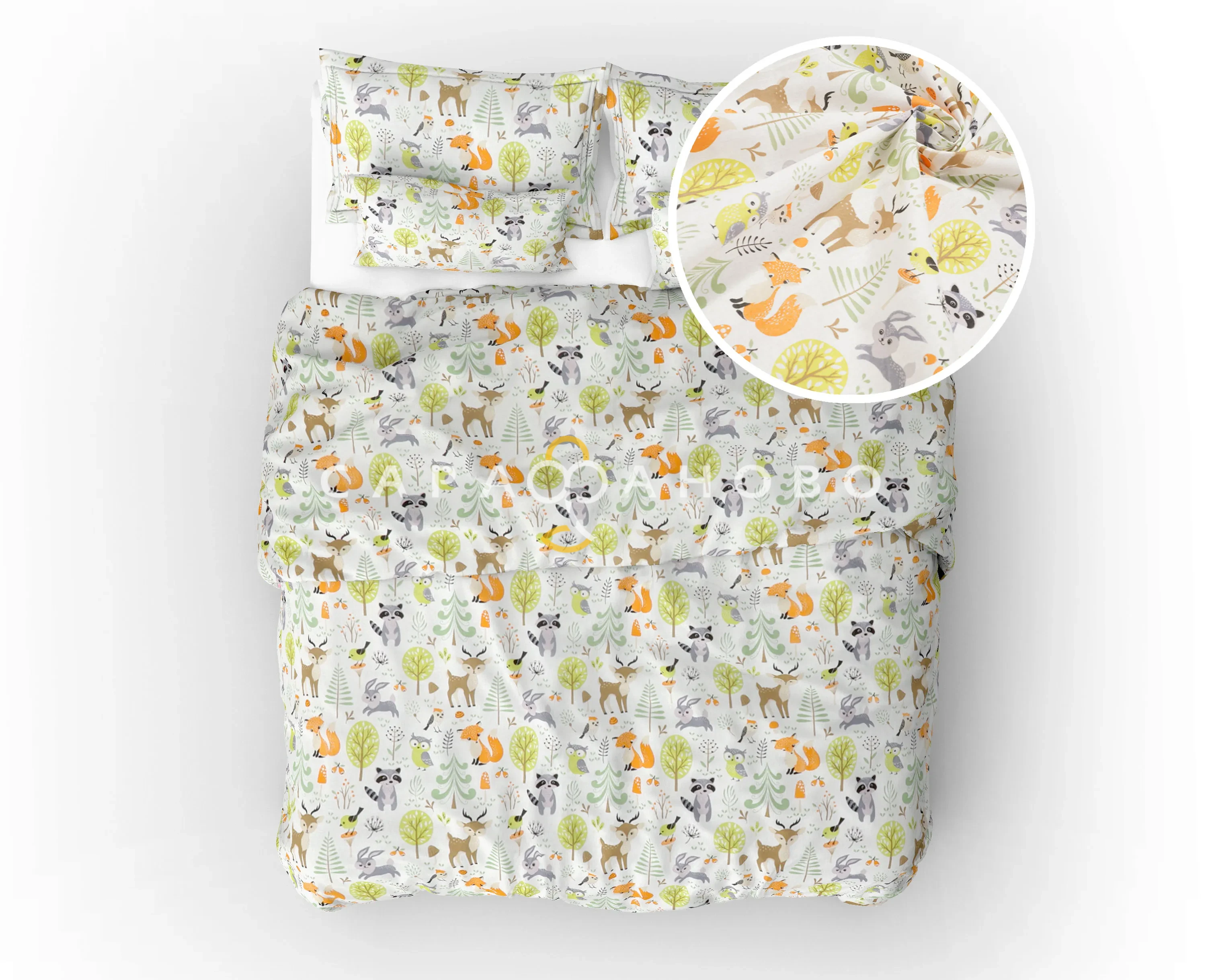 Ткань Бязь 150 см 120 гр детская рис Сказочный лес 72226 вид 1