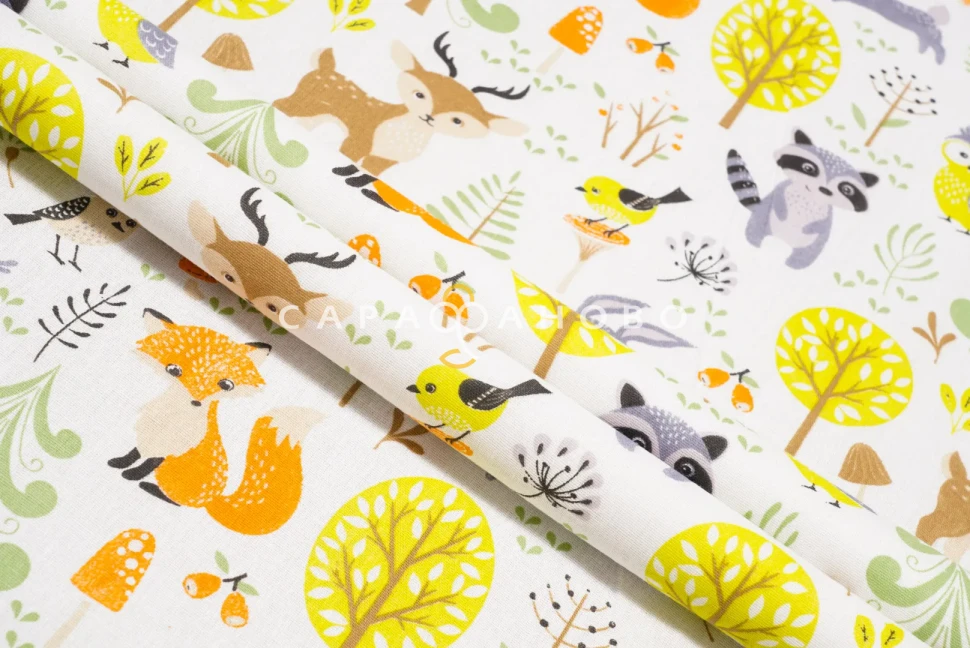 Ткань Бязь 150 см 120 гр детская рис Сказочный лес 72226 вид 1