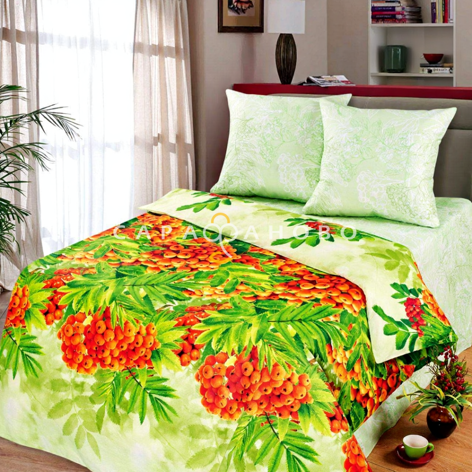 Ткань Бязь набивная 220 см 120 гр рис.Рябинушка 11106-1