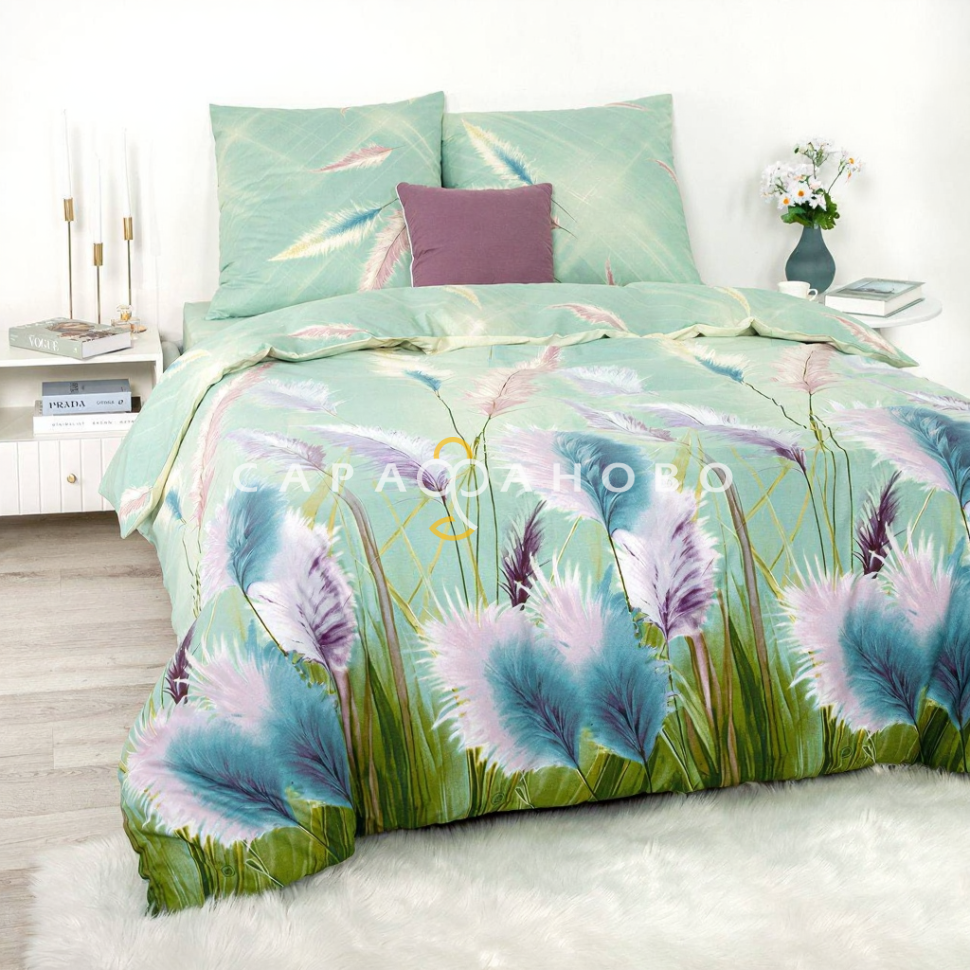 Ткань Бязь 220 см набивная 120 гр рис. Астильба Комп 13402-1