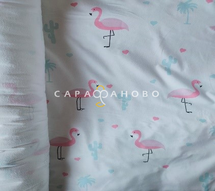 Ткань Теплый хлопок (Фланель) 150 см 170 гр диз Фламинго