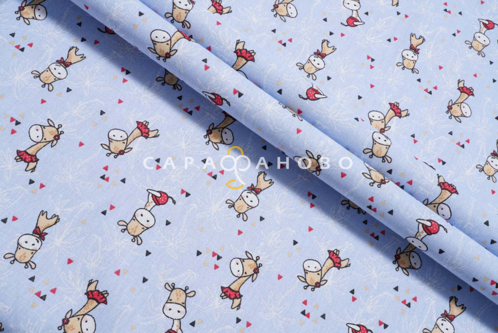 Ткань Бязь 150 см рис. Жирафы вид 2/1