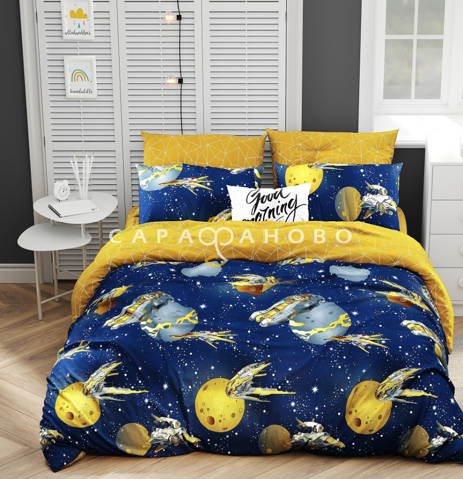 Ткань Поплин 220 см 105 гр рис Космический корабль (основа) рис. 40320