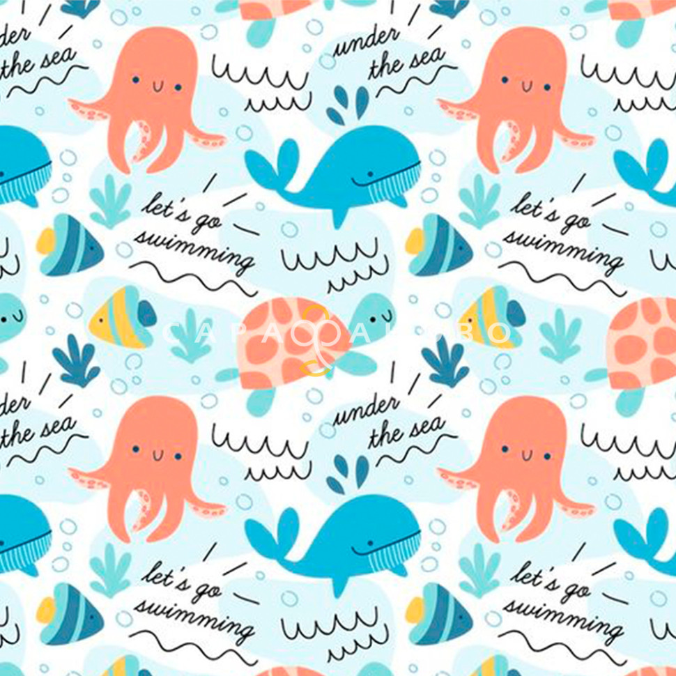 Ткань Теплый хлопок (Фланель) 180 см 170 гр диз Киты