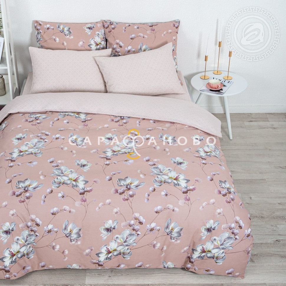 Ткань Бязь 220 см 120 гр рис Магнолия 13274-1 (КОМП)