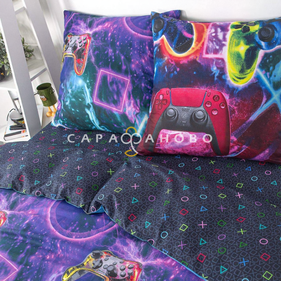 Ткань Бязь 220 см набивная 120 гр рис. Джойстик Комп. 13419-1