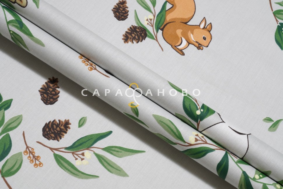 Ткань Сатин Шишкин Лес 150 см. рис. 7318/1