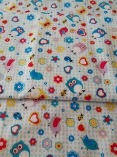 Ткань Теплый хлопок (Фланель) 180 см 170 гр диз Совы клетка