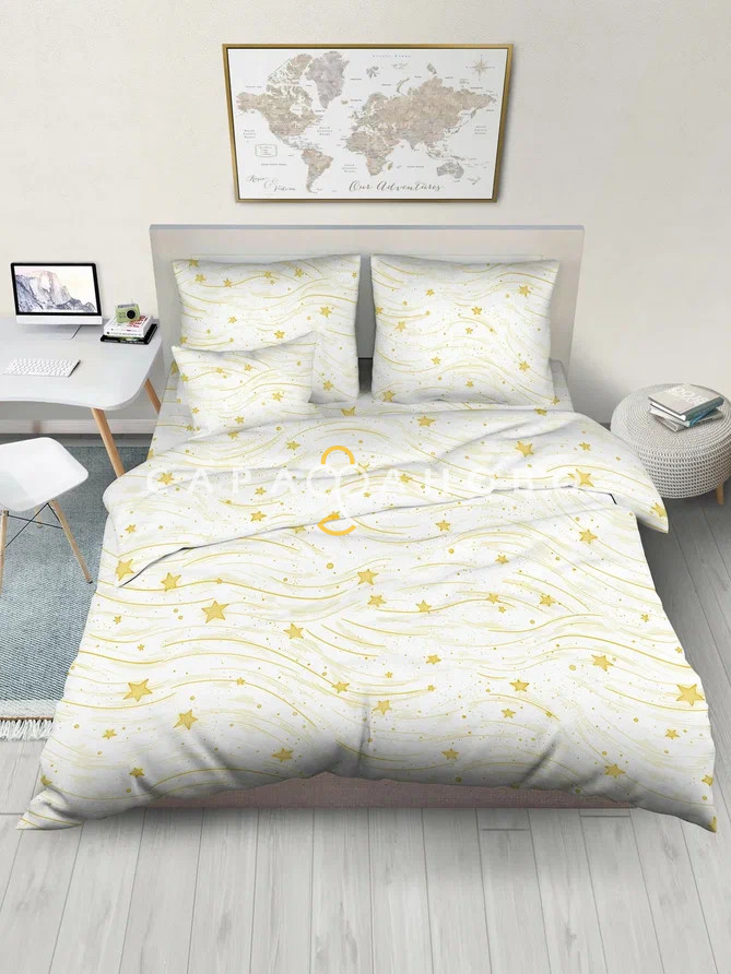 Ткань Поплин 150 см 110 гр рис Космо компаньон 500597/1