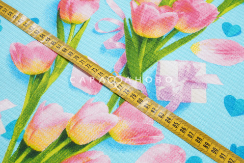 Ткань Полотно вафельное 50 см "Нежный тюльпан" рис 5611 вид 1
