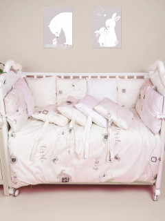 Бортики-подушечки в детскую кроватку набор 12 штук (32х32 см) диз Нежный сон