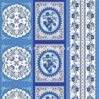 Ткань Полотно Вафельное 150 "Гжель" рис 8254-1