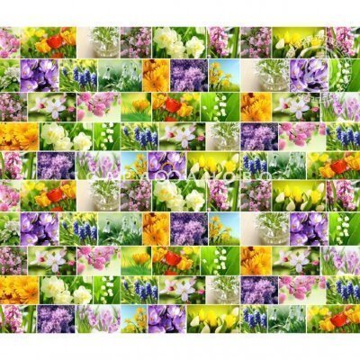 ткань рогожка 150 см "Первоцветы" рис 11550-1