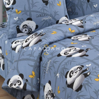 Ткань Бязь 150 см рис. 500205\1 Панды син.  