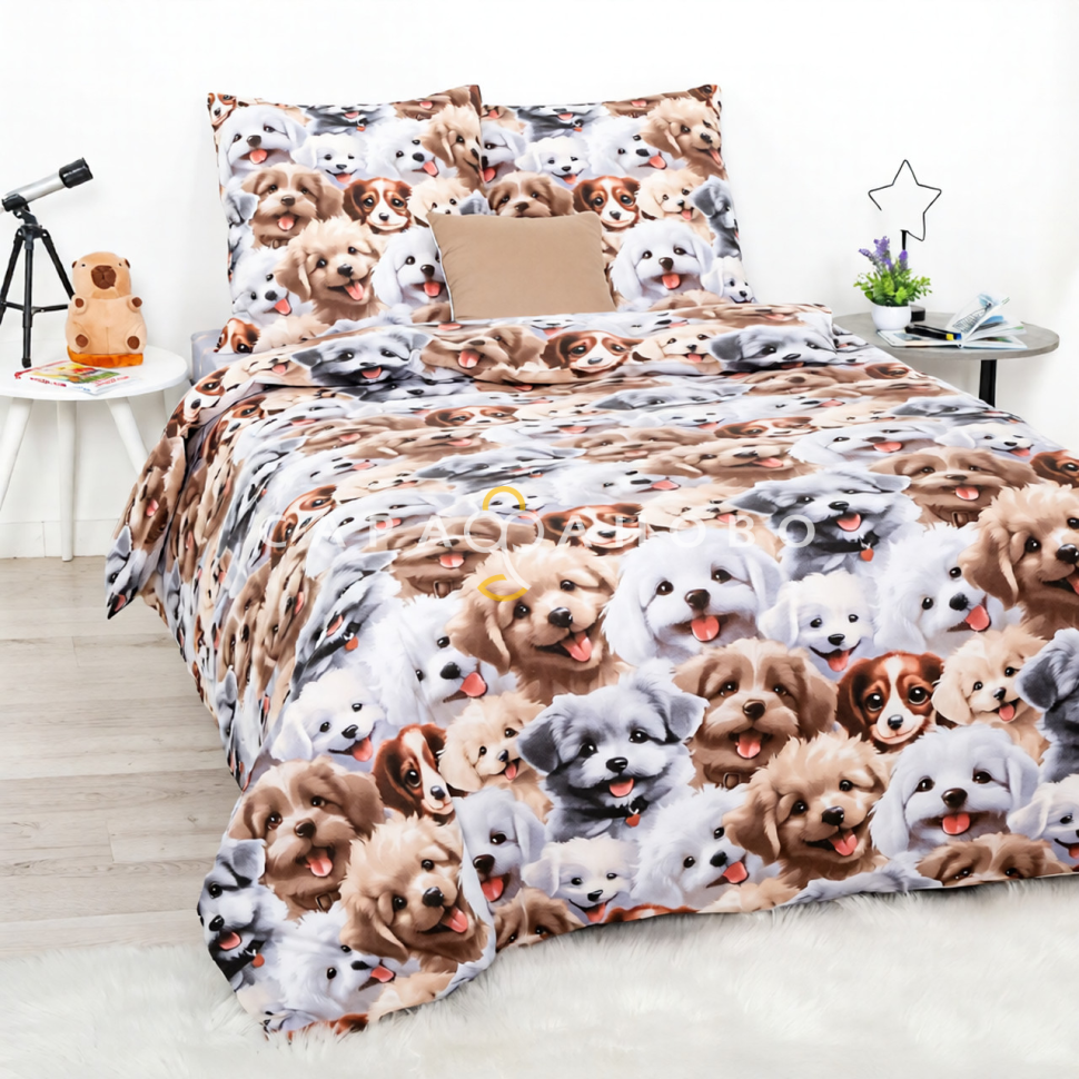 Ткань поплин 150 см 115 гр рис. Дружок 13475-1