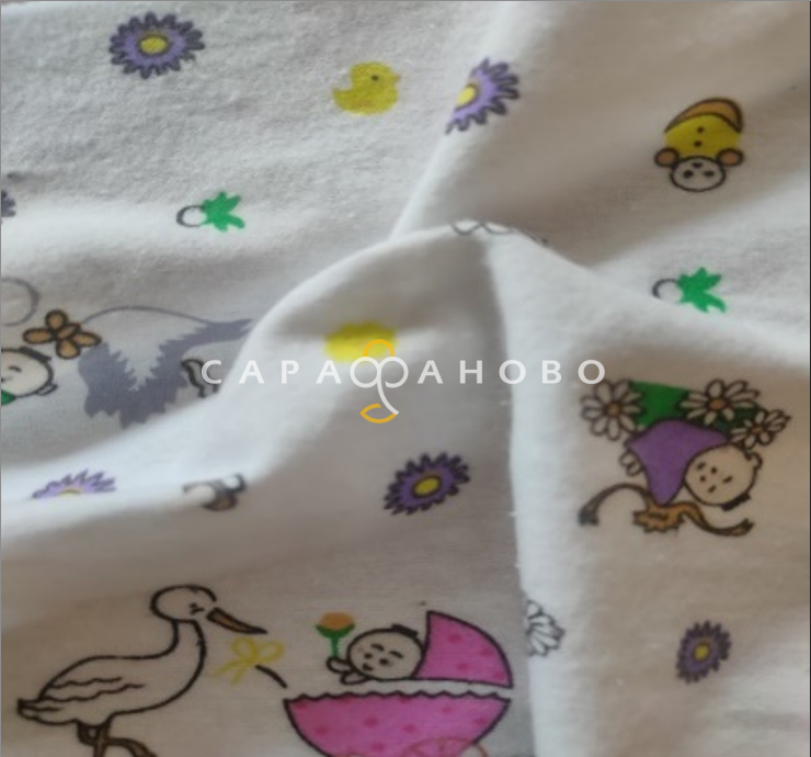 Ткань Теплый хлопок (Фланель) 180 см 170 гр диз Аист с коляской