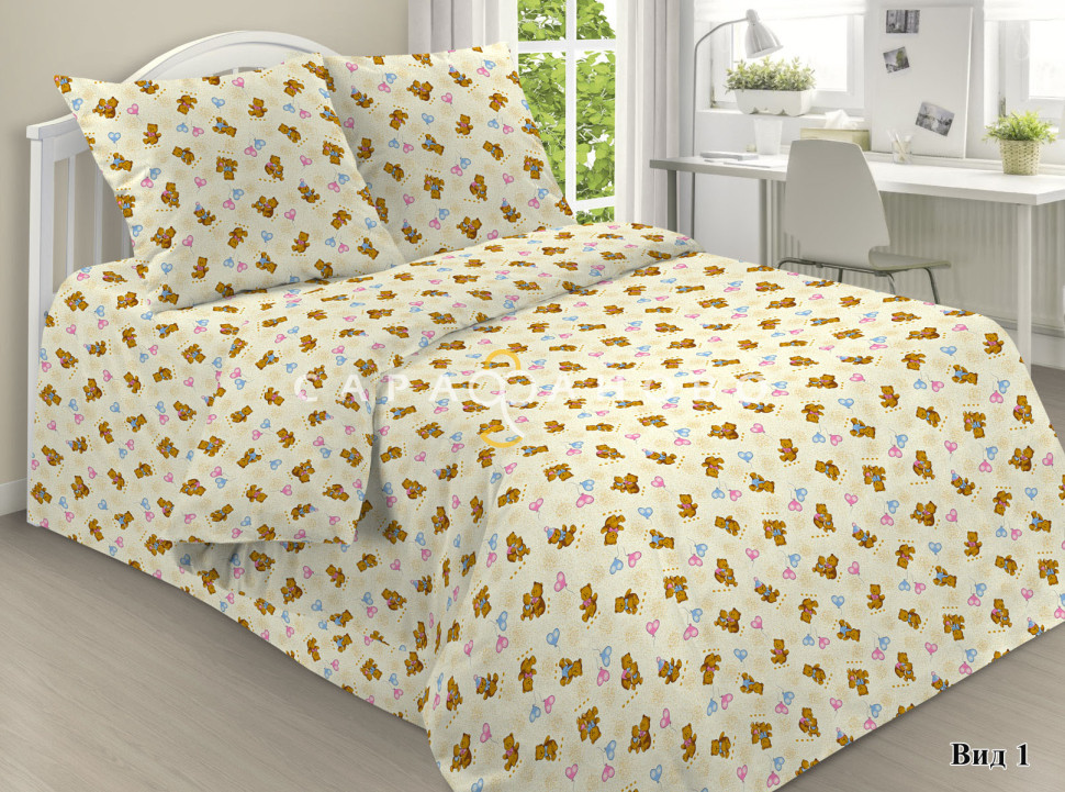 Ткань Бязь набивная 150 см 120 гр арт. 26Вч рис 0609 детск.беж