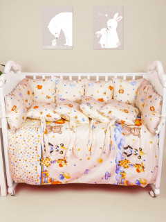 Бортики-подушечки в детскую кроватку набор 12 штук (32х32 см) диз День рождения