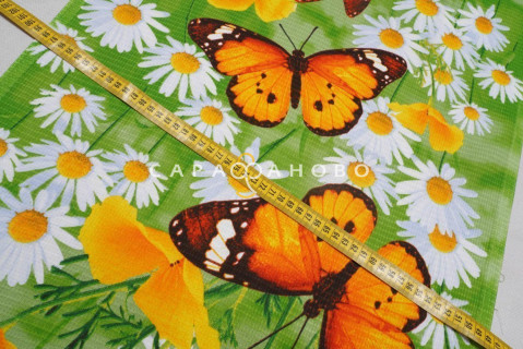Ткань Полотно вафельное 50 см "Бабочки" рис 5313 вид 1
