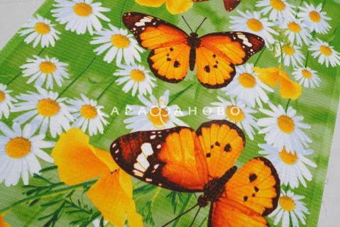 Ткань Полотно вафельное 50 см "Бабочки" рис 5313 вид 1