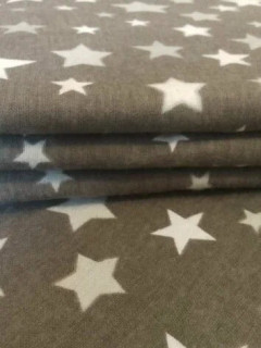 Ткань Теплый хлопок (Фланель) 180 см 170 гр диз Белые звезды на графите