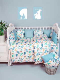 Бортики-подушечки в детскую кроватку набор 12 штук (32х32 см) диз Лимпопо