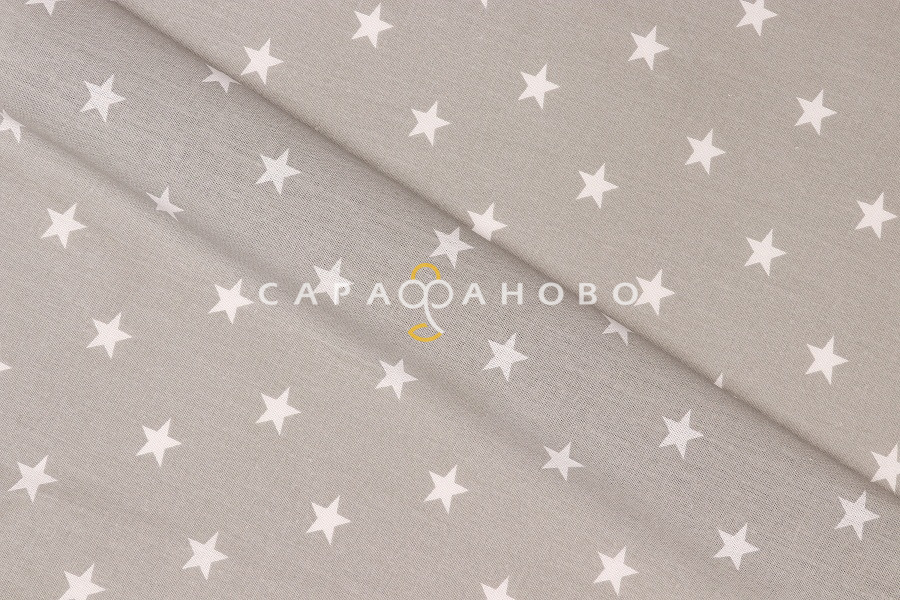Ткань Бязь 150 см рис. 7356/39 Звёзды средние (серые о/м)