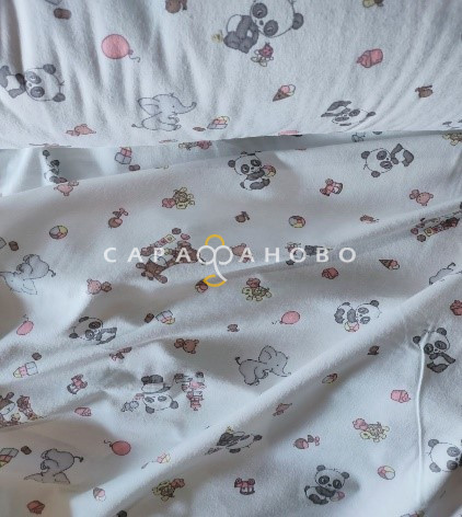 Ткань Теплый хлопок (Фланель) 125 см 170 гр диз Панда Слон и Черепаха