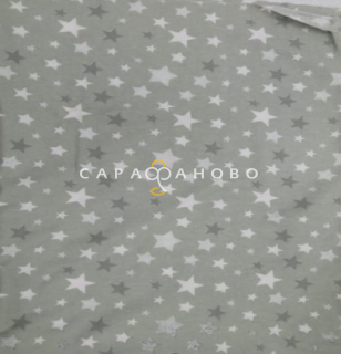 Ткань Теплый хлопок (Фланель) 180 см 170 гр диз Белые звезды на сером