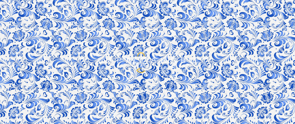 Ткань Рогожка 150 см 170 гр рис Гжель кройная 500316/1