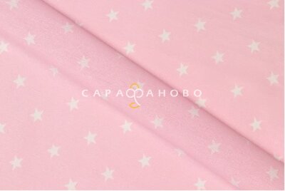 Ткань Бязь 150 см  Звезды средние розовые о/м рис.7356/32