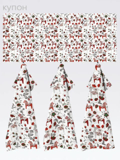 Ткань Рогожка 150 см 170 гр рис Городецкая лошадка 500499/1 