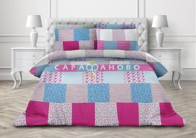 Ткань Перкаль 220 см "Цветочный пэчворк" рис 6544 вид 4