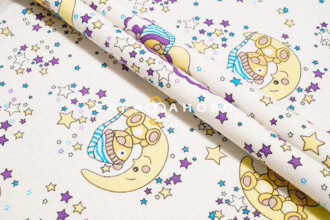 Ткань Теплый хлопок (Фланель) 180 см 170 гр диз Мишка на луне