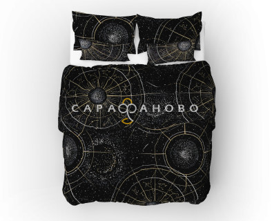 Ткань Бязь 150 см 120 гр рис. 319 Созвездие, 8/3 Вид черный