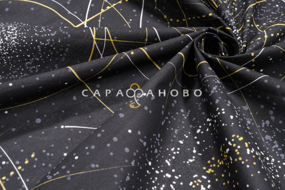 Ткань Бязь 150 см 120 гр рис. 319 Созвездие, 8/3 Вид черный