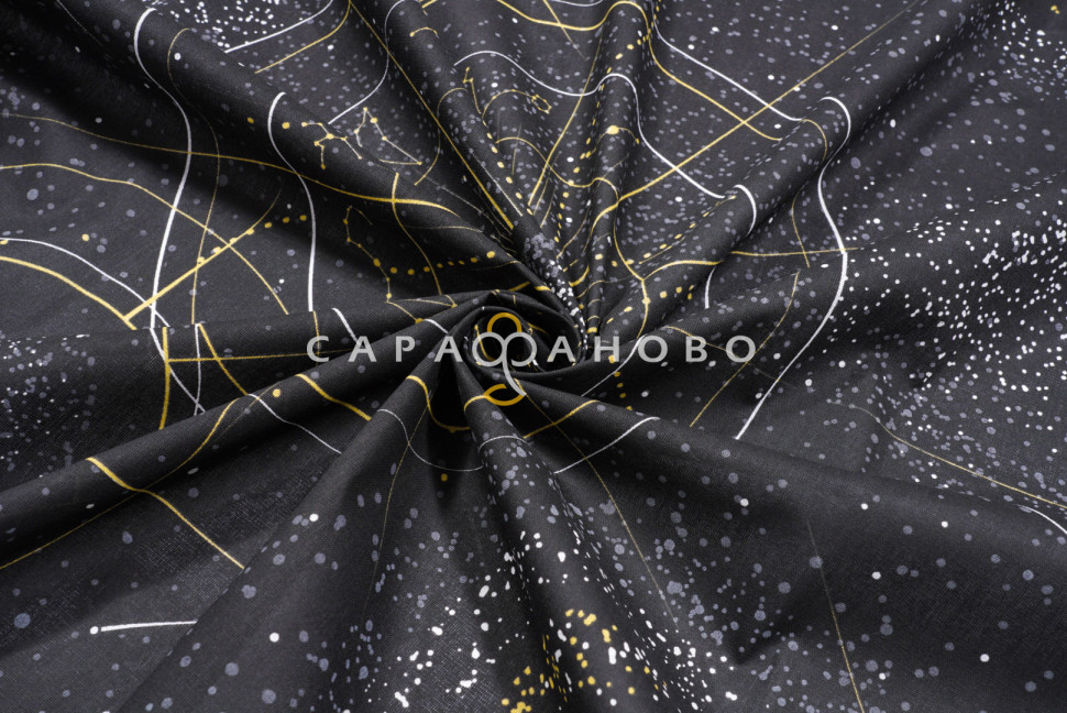 Ткань Бязь 150 см 120 гр рис. 319 Созвездие, 8/3 Вид черный