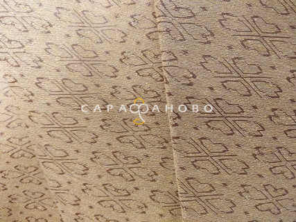 Ткань Рогожка Мебельная (интерьерная) жаккард 153 см Сердечки (бежево-коричневый)