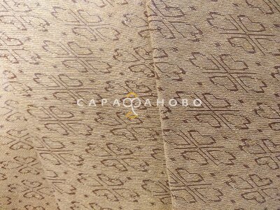 Ткань Рогожка Мебельная (интерьерная) жаккард 153 см Сердечки (бежево-коричневый)