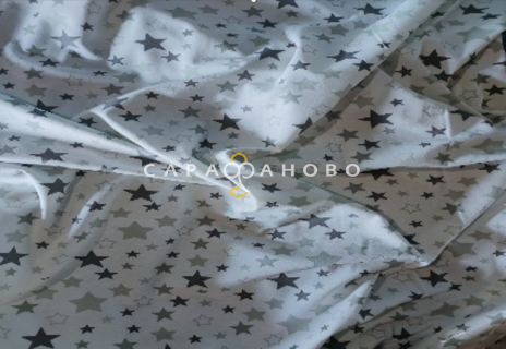 Ткань Теплый хлопок (Фланель) 180 см 170 гр диз Серые звезды на белом