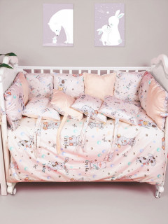 Бортики-подушечки в детскую кроватку набор 12 штук (32х32 см) диз Шалуны