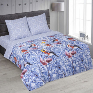 Ткань Бязь 220 см 120 гр рис. Снегири 12976-1 (основа)