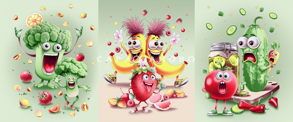 Ткань Вафельное полотно 150 см 160 гр рис овощи 13560/1