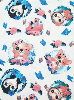 Ткань Теплый хлопок (Фланель) 180 см 170 гр диз Пингвины со зверятами