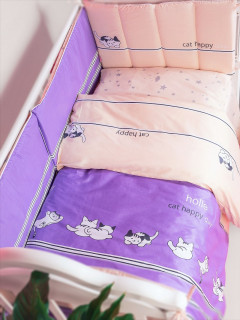 Бортики-подушечки в детскую кроватку набор 6 штук (35х60 см) диз Котики
