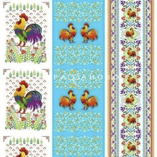 Ткань Полотно Вафельное 150 "Поющий рассвет" рис 10345-1