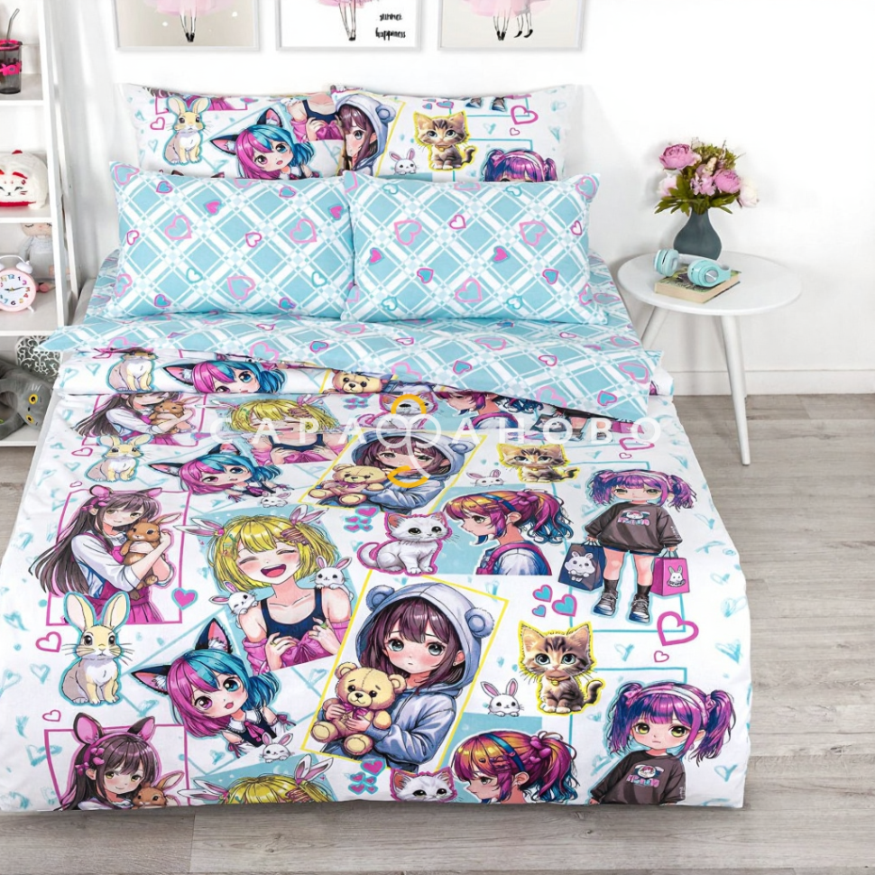 Ткань Поплин 150 см 115 гр рис Лоли Комп. 13501-1